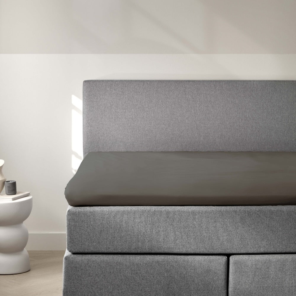 Dreamers Den Topper Fitted Sheet Egyptian Crispy Percale Cotton Dark Grey