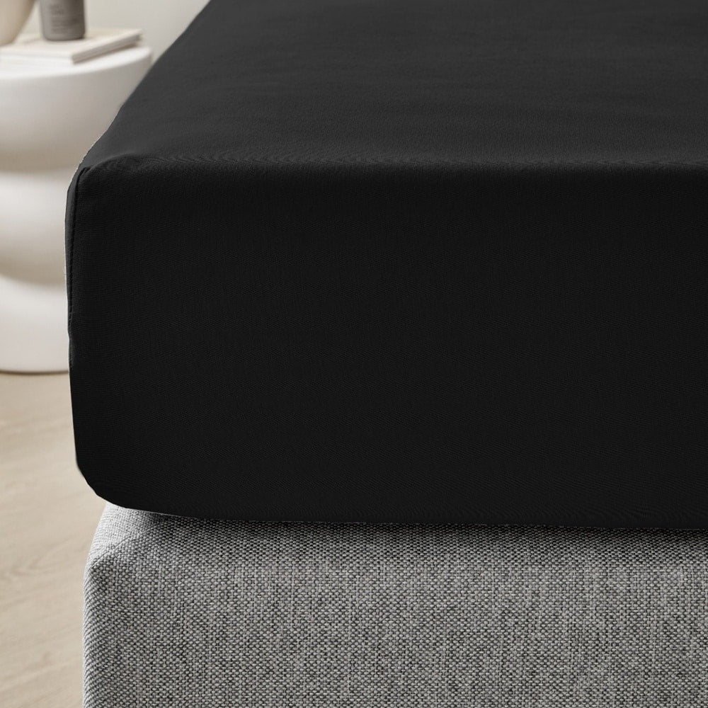 Dreamers Den Premium Jersey Elastane Topper Fitted Sheet Organic Cotton Black