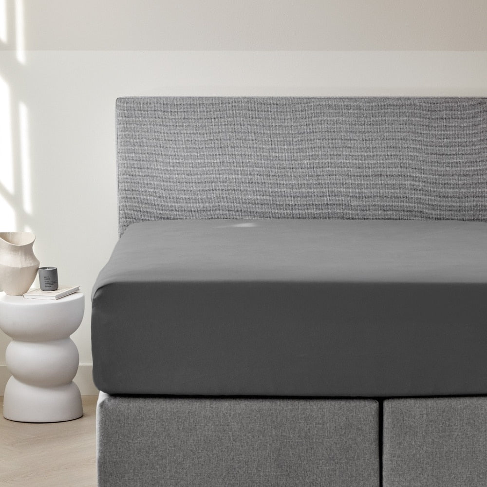 Dreamers Den Premium Jersey Elastane Fitted Sheet Organic Cotton Dark Grey