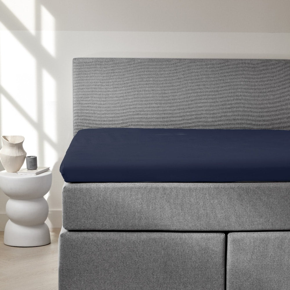 Dreamers Den Premium Jersey Elastane Topper Fitted Sheet Organic Cotton Royal Blue