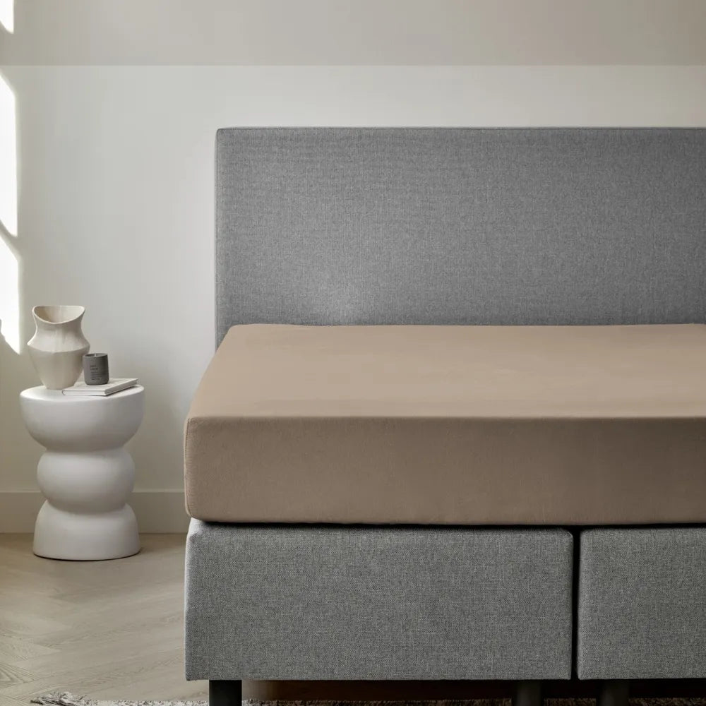 Dreamers Den Premium Jersey Elastan Hoeslaken Biologisch Katoen Taupe