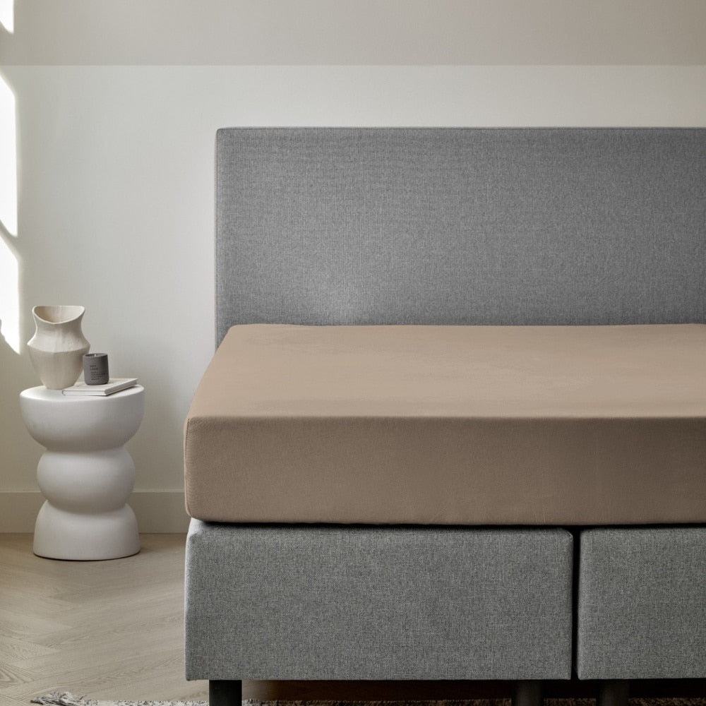 Dreamers Den Premium Jersey Elastane Fitted Sheet Organic Cotton Taupe
