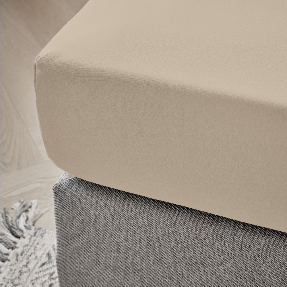 Dreamers Den Premium Jersey Elastane Topper Fitted Sheet Organic Cotton Natural