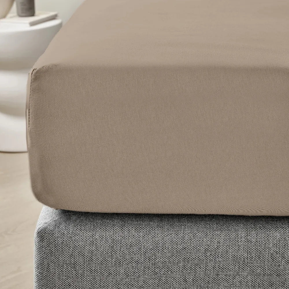 Dreamers Den Premium Jersey Elastan Topper Hoeslaken Biologisch Katoen Taupe