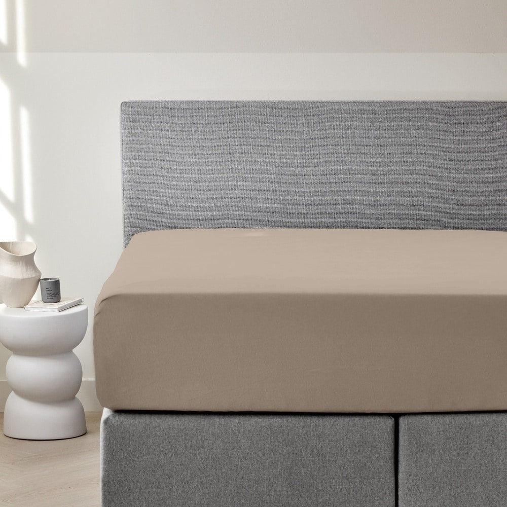 Dreamers Den Premium Jersey Elastane Fitted Sheet Organic Cotton Taupe