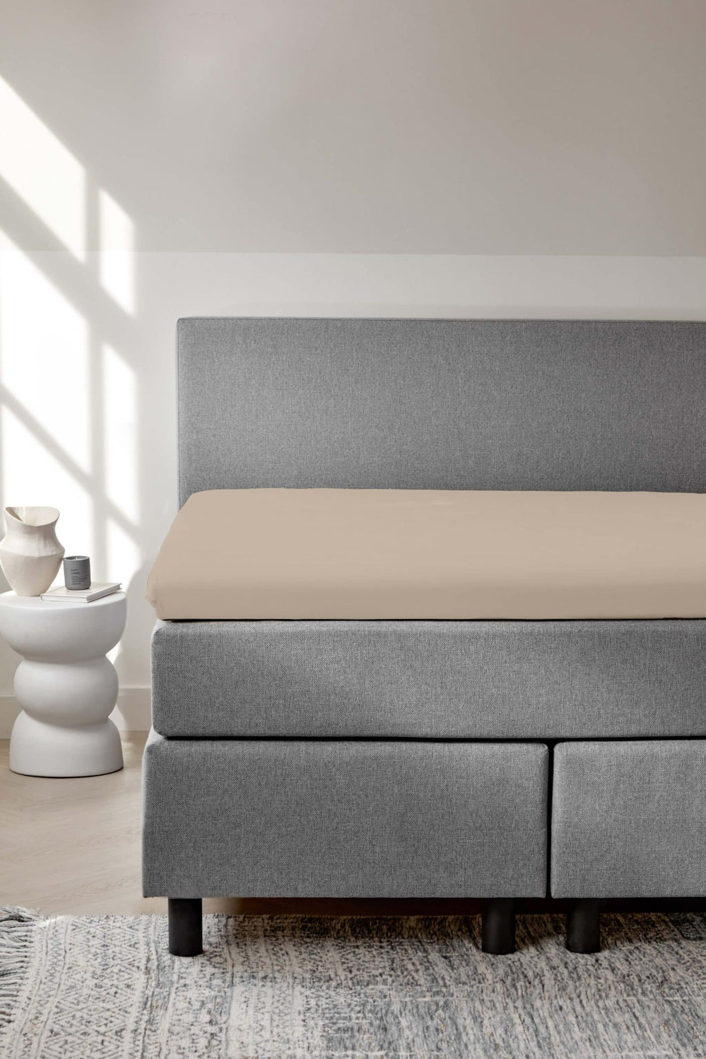 Dreamers Den Premium Jersey Elastane Split Topper Fitted Sheet Organic Cotton Natural