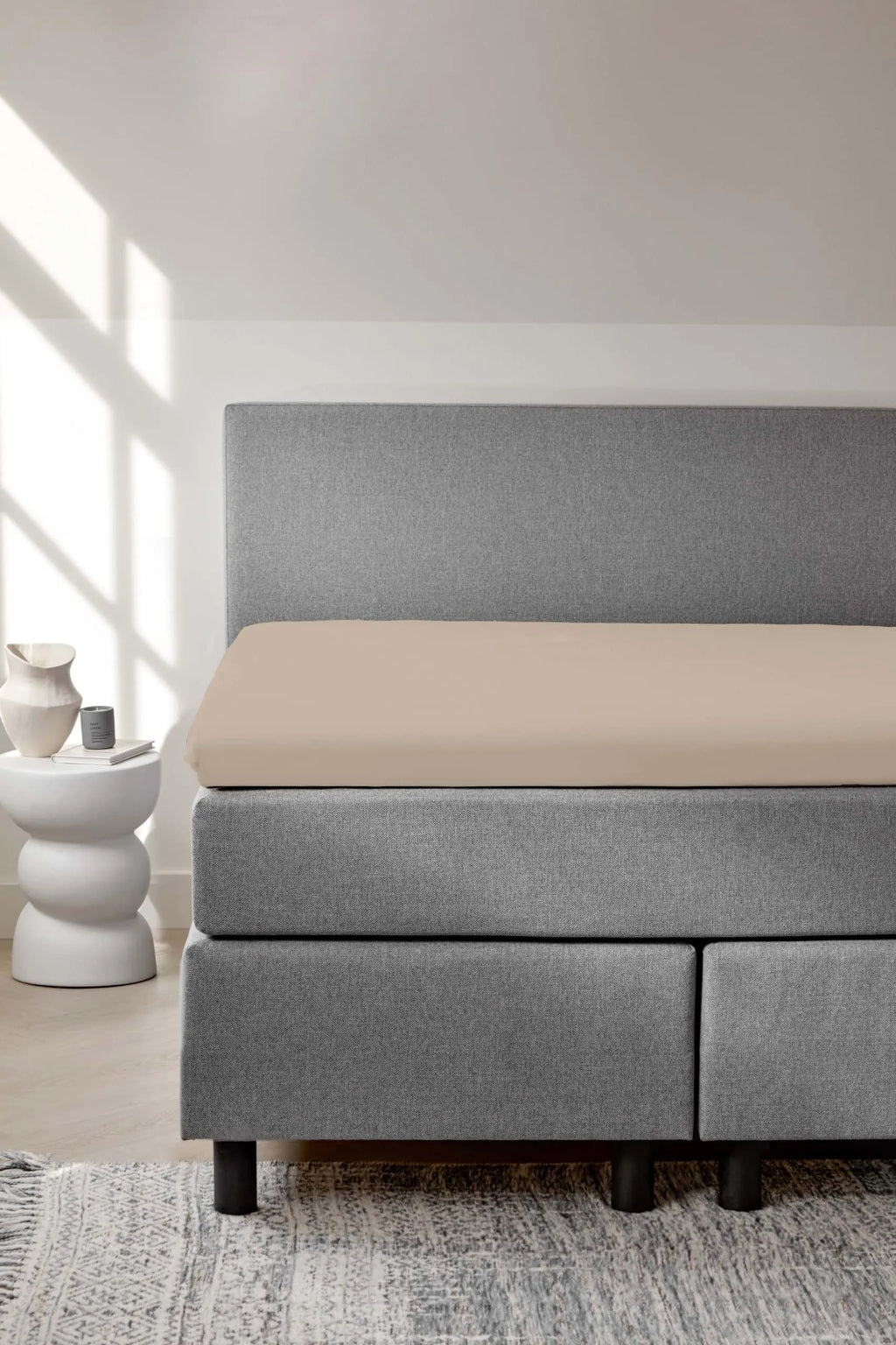 Dreamers Den Premium Jersey Elastan Split Topper Hoeslaken Biologisch Katoen Naturel