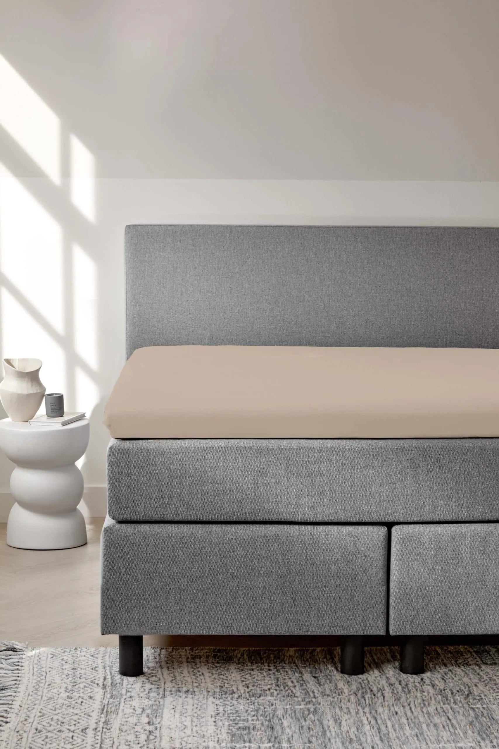Dreamers Den Premium Jersey Elastan Split Topper Hoeslaken Biologisch Katoen Naturel