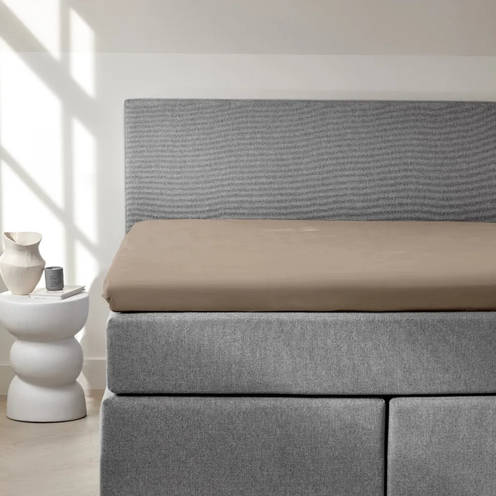 Dreamers Den Premium Jersey Elastan Topper Hoeslaken Biologisch Katoen Taupe