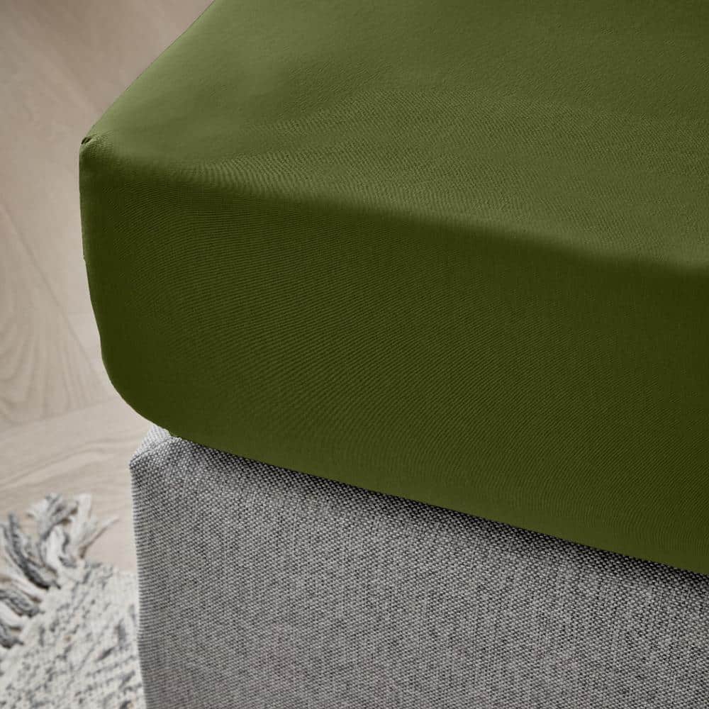 Dreamers Den Premium Jersey Elastane Topper Fitted Sheet Organic Cotton Olive Green