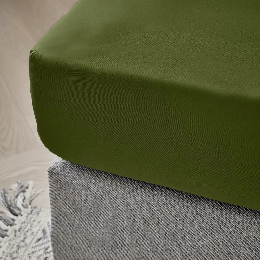 Dreamers Den Premium Jersey Elastan Topper Hoeslaken Biologisch Katoen Olijfgroen