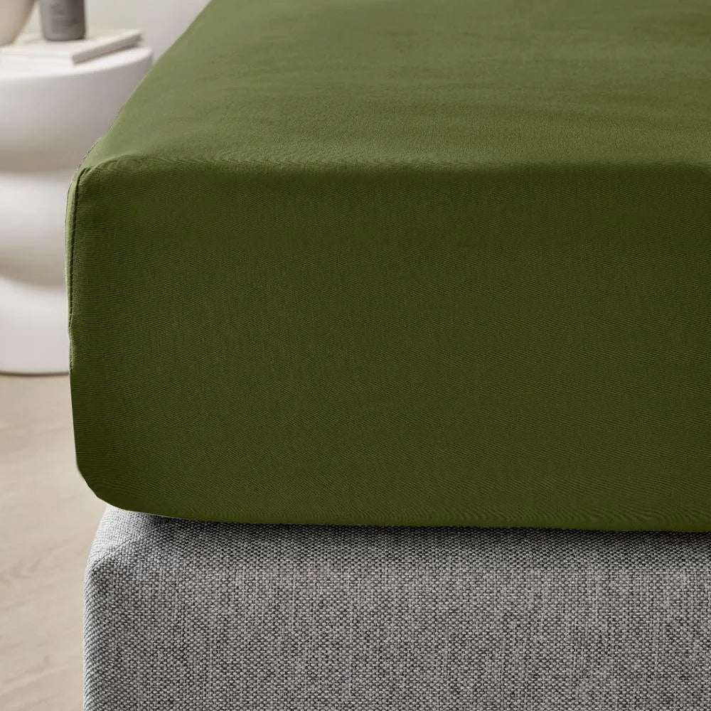 Dreamers Den Premium Jersey Elastan Hoeslaken Biologisch Katoen Olijfgroen