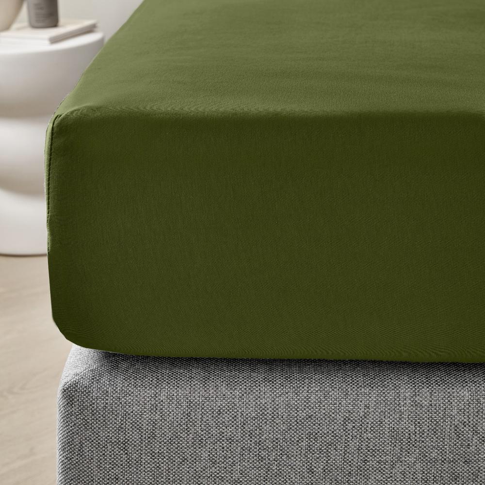 Dreamers Den Premium Jersey Elastane Topper Fitted Sheet Organic Cotton Olive Green