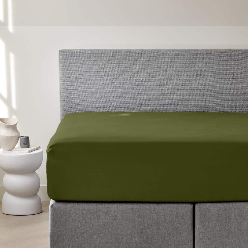 Dreamers Den Premium Jersey Elastane Fitted Sheet Organic Cotton Olive Green