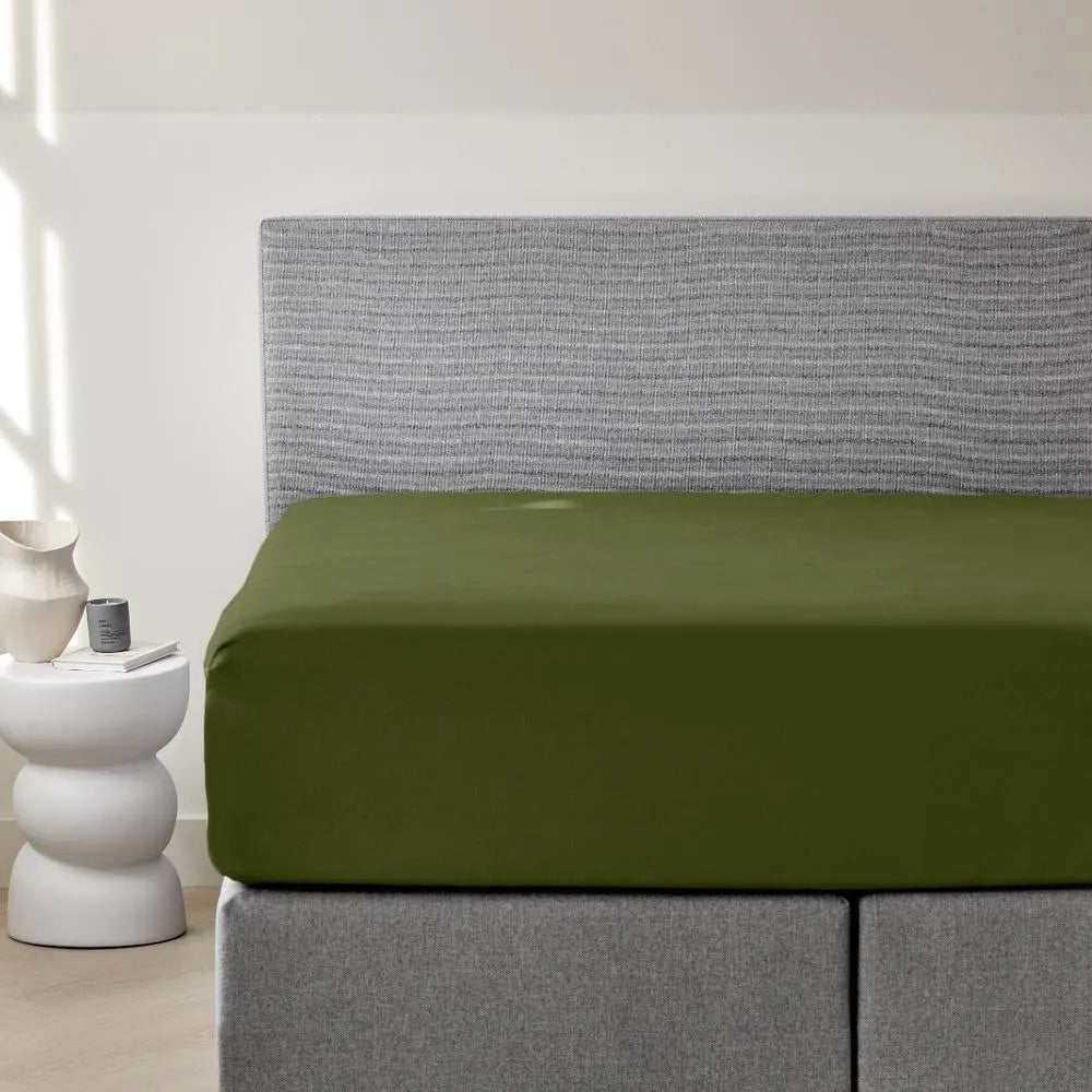 Dreamers Den Premium Jersey Elastan Hoeslaken Biologisch Katoen Olijfgroen