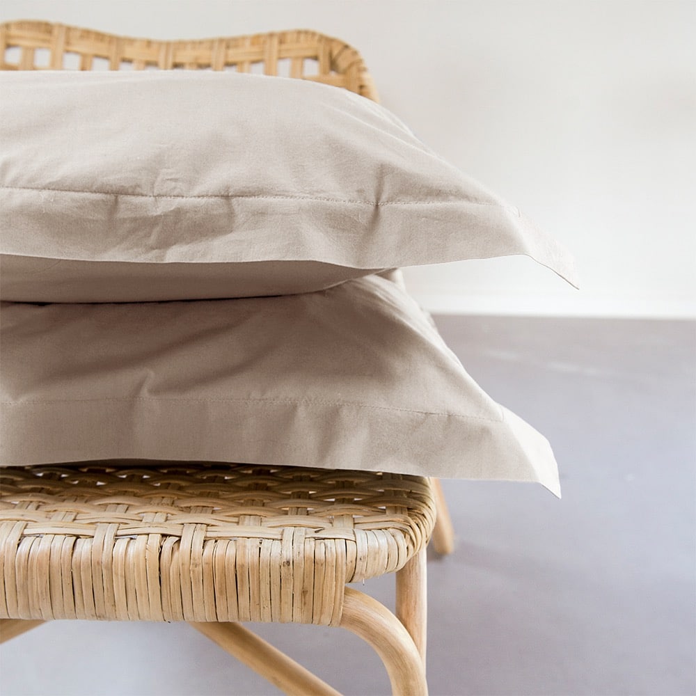 Dreamers Den Pillowcase Set Egyptian Crispy Percale Cotton Sand 2x 60 x 70cm