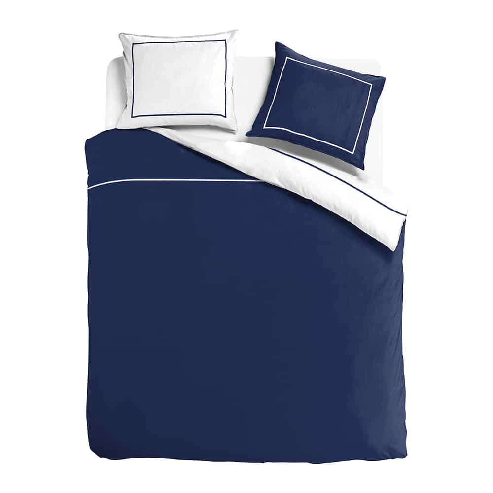 Duvet Cover 100% Egyptian Cotton Reversible Navy / White