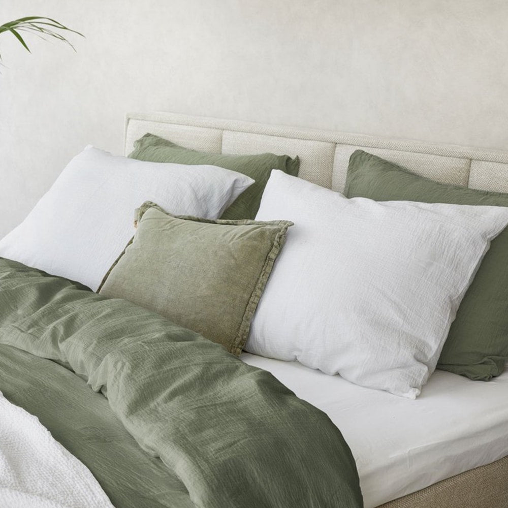 Duvet Cover 100% Cotton Muslin Olive Green