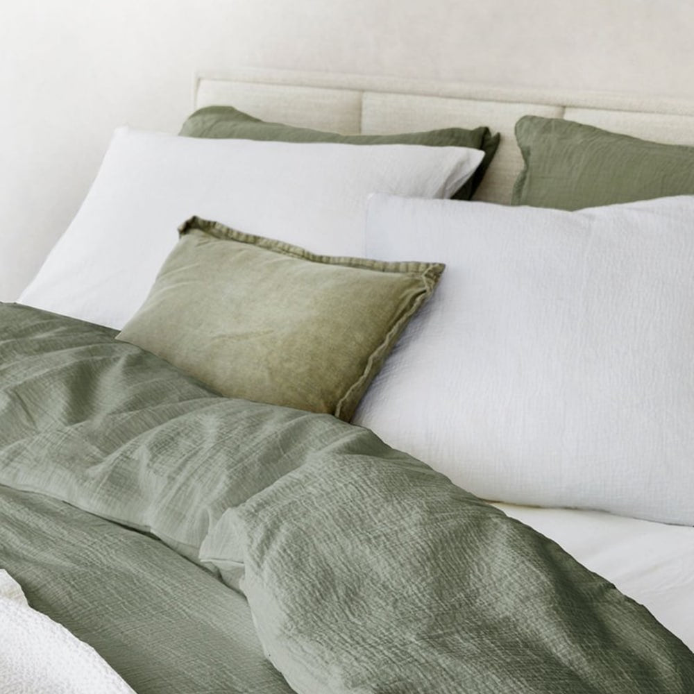 Duvet Cover 100% Cotton Muslin Olive Green