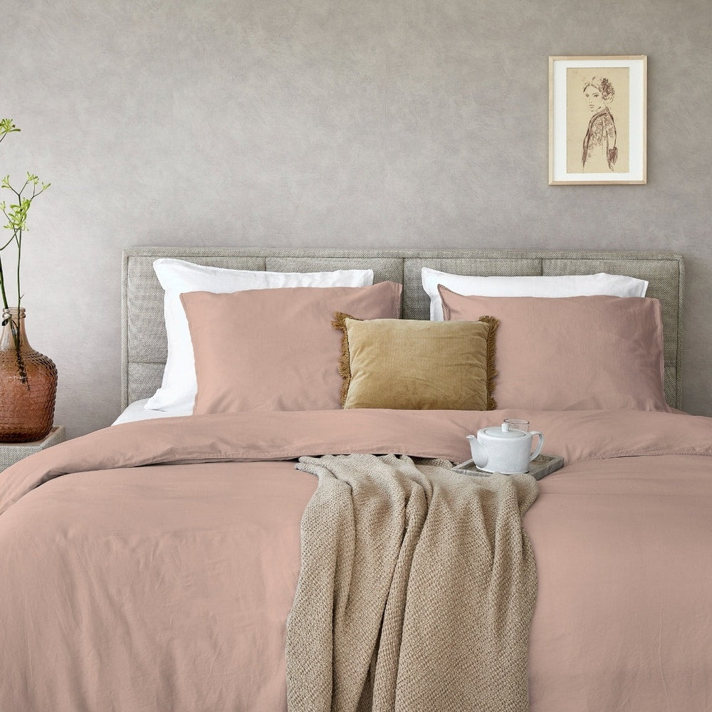 Duvet Cover 100% Washed Cotton Sateen Brique 300TC