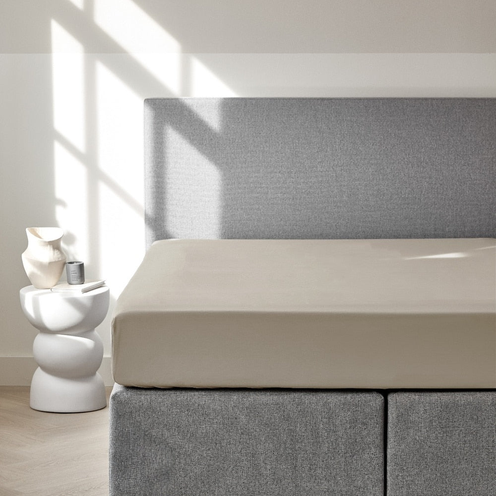 Dreamers Den Fitted Sheet Egyptian Crispy Percale Cotton Sand