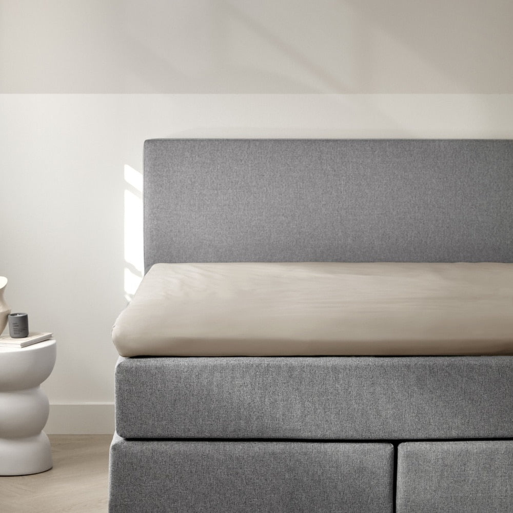 Dreamers Den Topper Fitted Sheet Egyptian Crispy Percale Cotton Sand