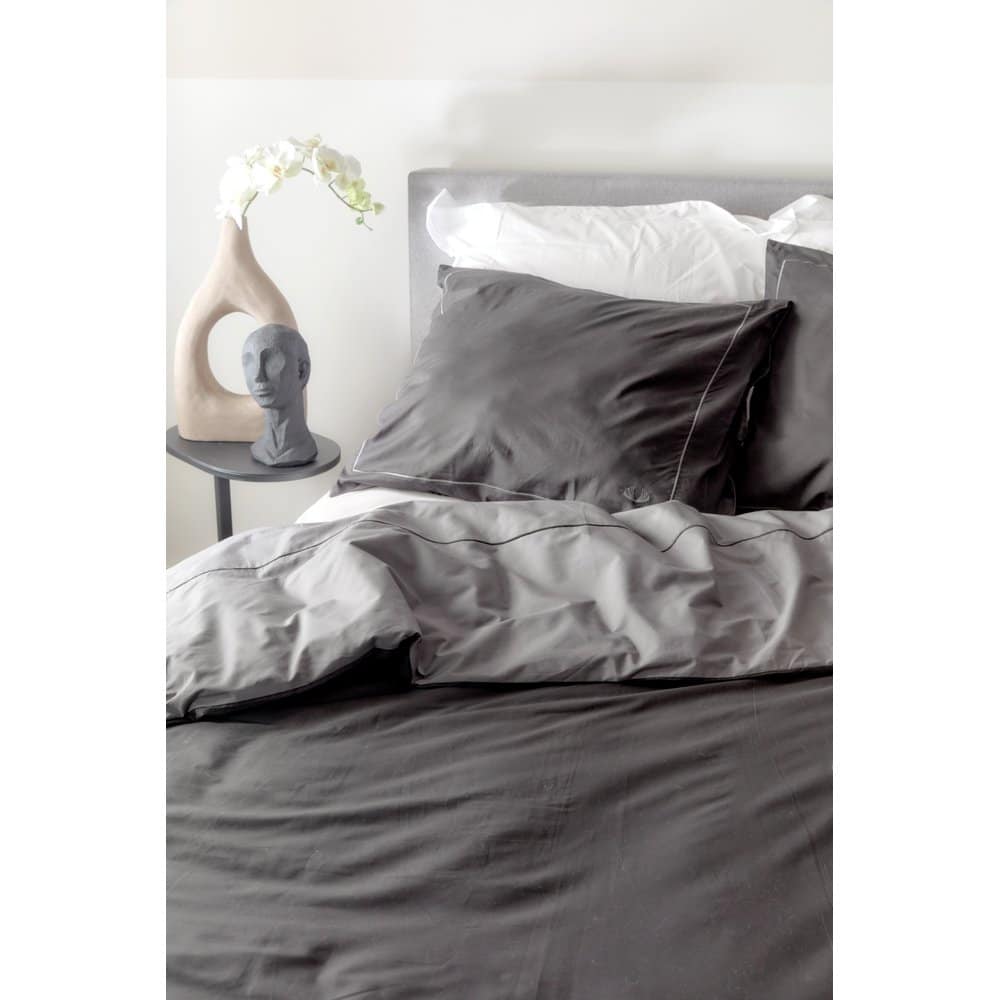 Duvet Cover 100% Egyptian Cotton Reversible Black / Dark Grey