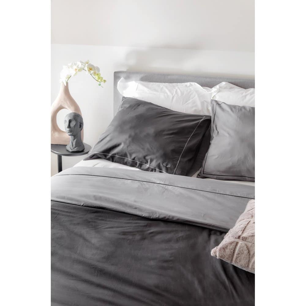 Duvet Cover 100% Egyptian Cotton Reversible Black / Dark Grey