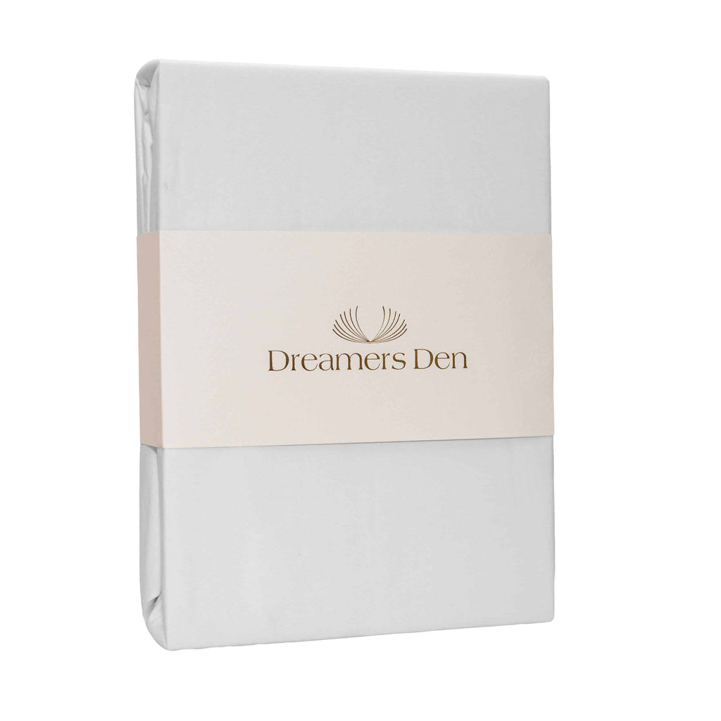 Dreamers Den Premium Jersey Elastane Split Topper Fitted Sheet Organic Cotton White