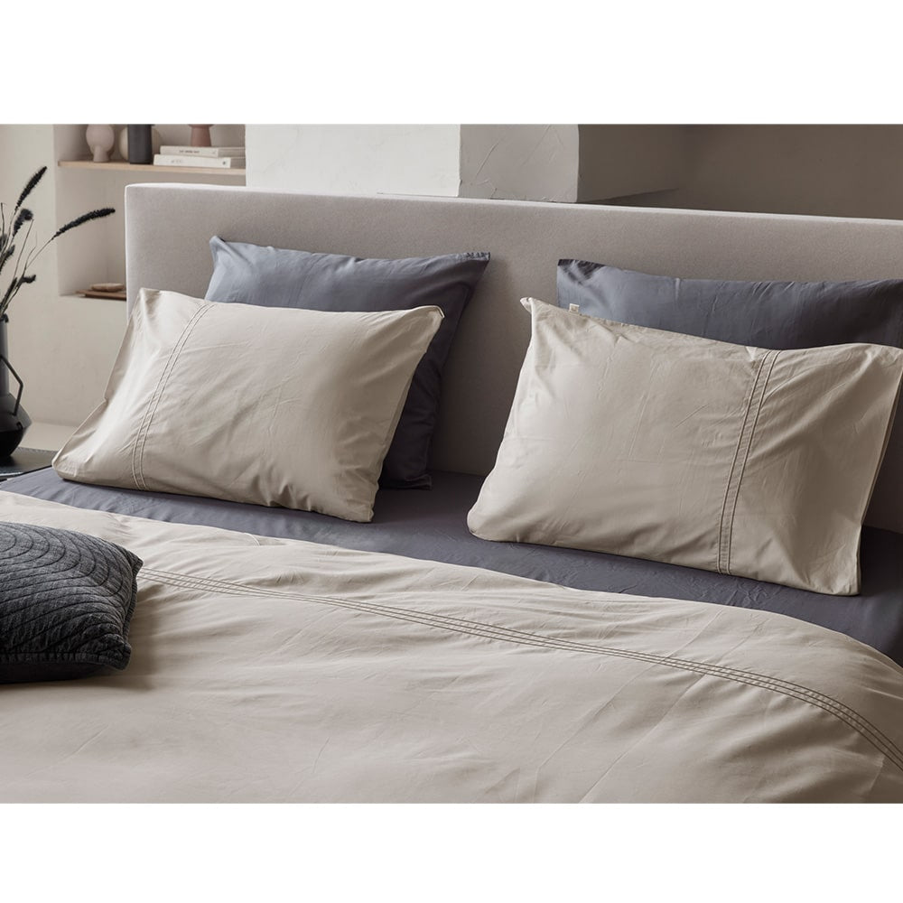 Dreamers Den 2-PACK Pillowcases Egyptian Crispy Percale Cotton Sand