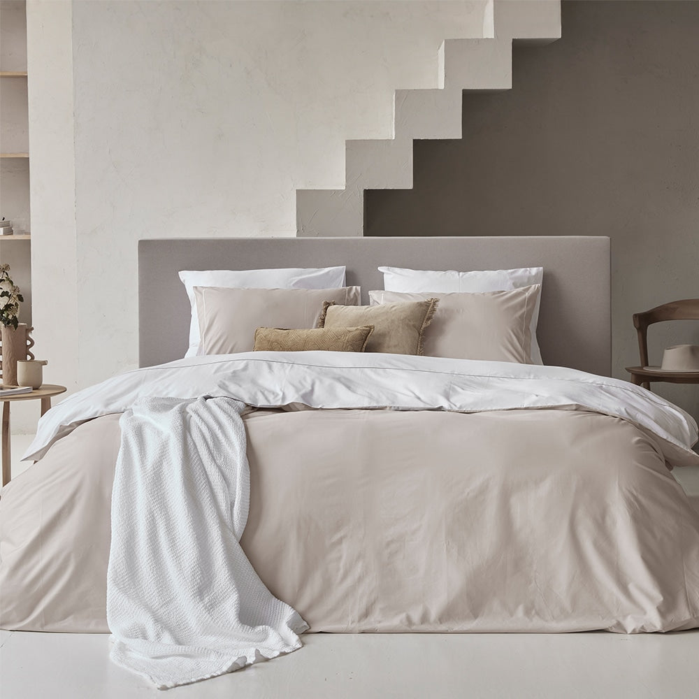 Duvet Cover 100% Egyptian Cotton Reversible Sand / White