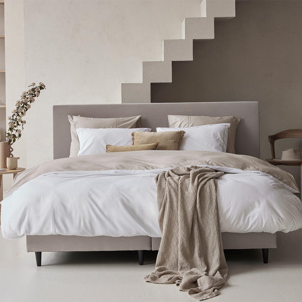 Duvet Cover 100% Egyptian Cotton Reversible Sand / White