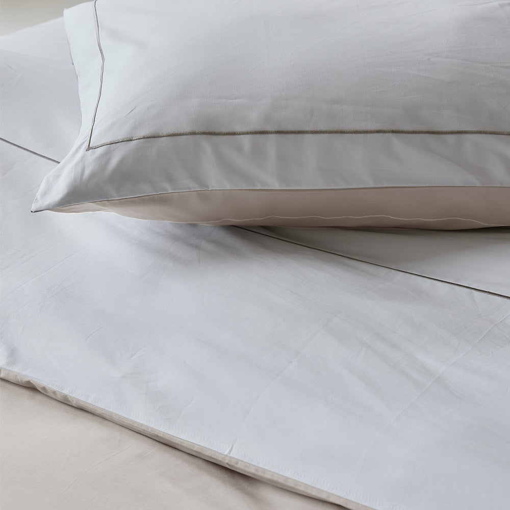 Duvet Cover 100% Egyptian Cotton Reversible Sand / White