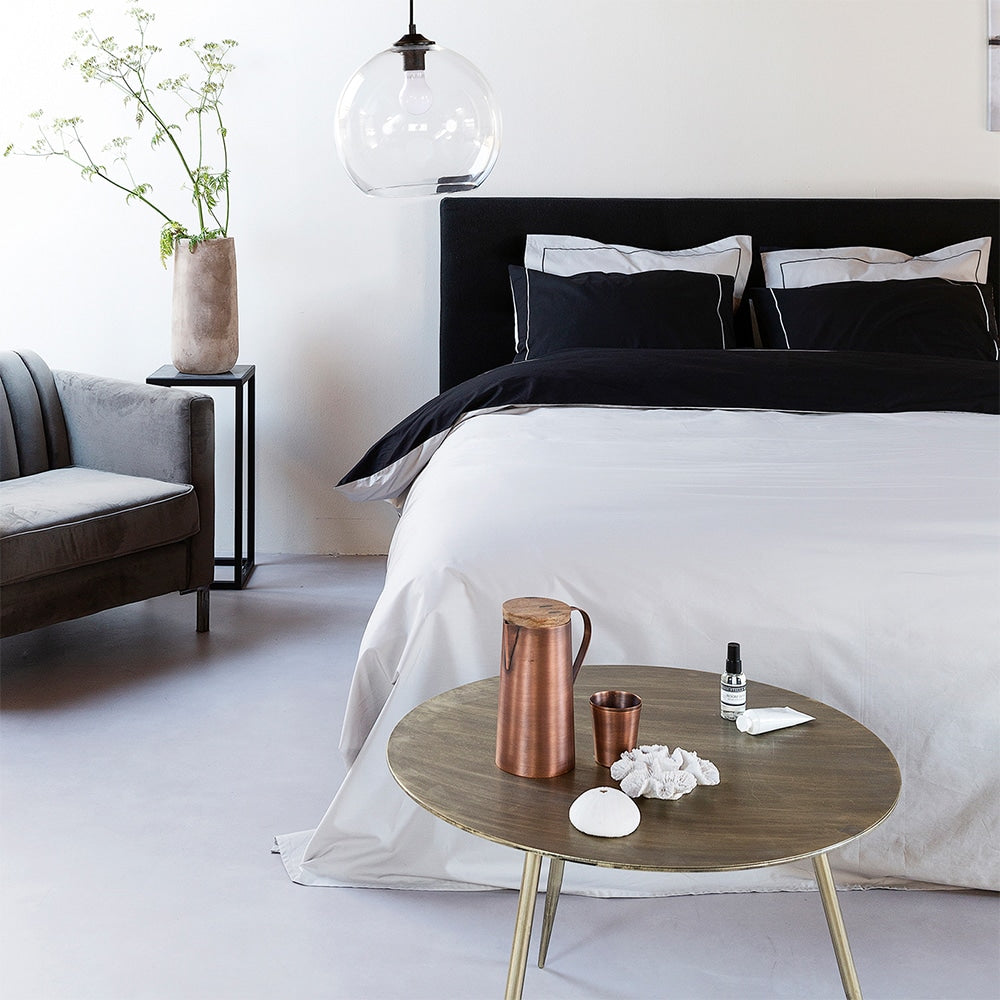 Duvet Cover 100% Egyptian Cotton Reversible Black / Grey