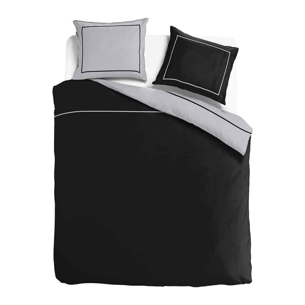 Duvet Cover 100% Egyptian Cotton Reversible Black / Grey