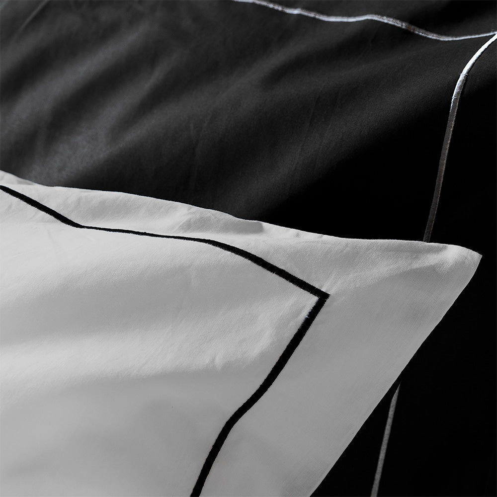 Duvet Cover 100% Egyptian Cotton Reversible Black / Grey