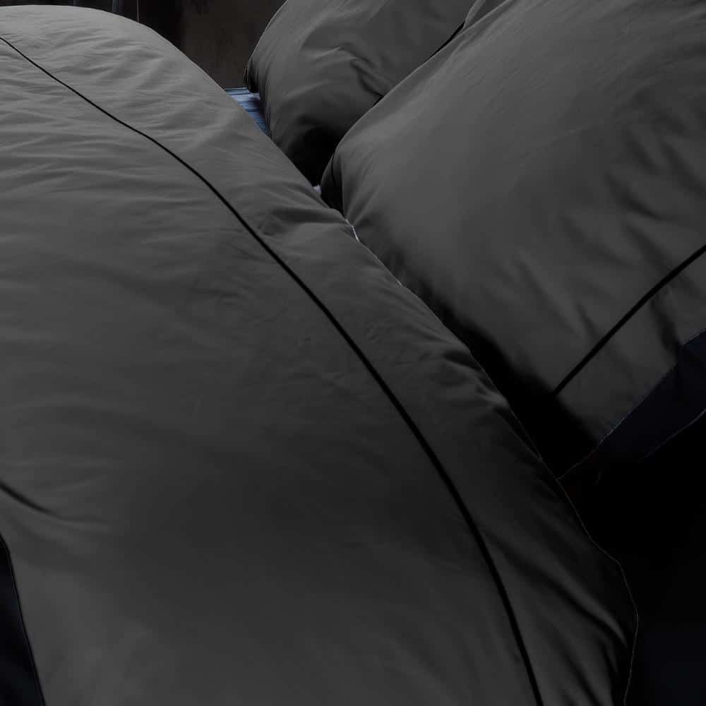Duvet Cover 100% Egyptian Cotton Reversible Black / Dark Grey